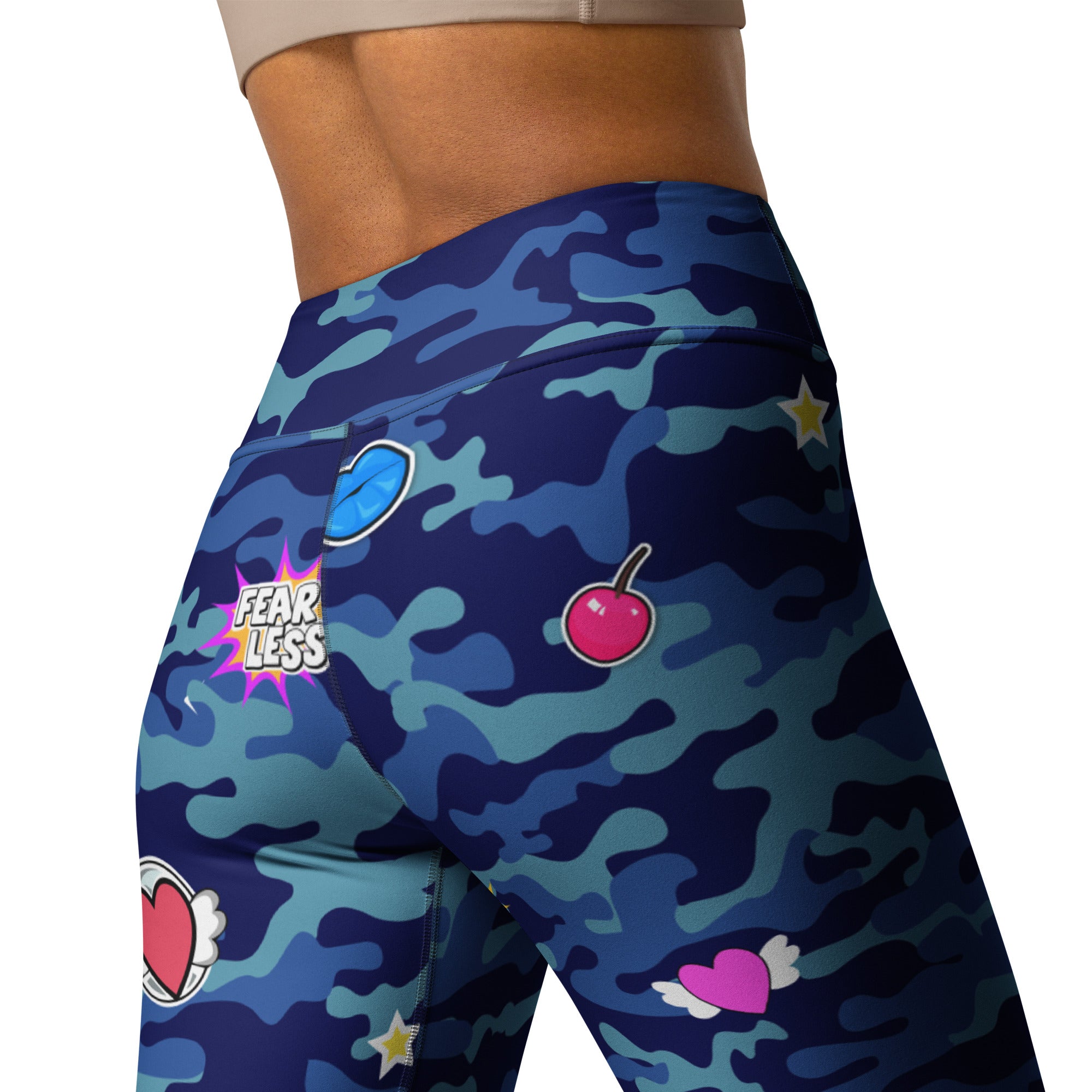 Fierce Blue Camo Yoga Leggings